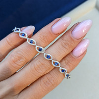 1.91 Ct.Tw. Blue Sapphire and Natural Diamond Pave Bracelet, 18K White Gold Image