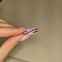 0.81 Ct. Ruby Natural Diamond Pave Ring, 18K White Gold Image