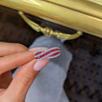 0.81 Ct. Ruby Natural Diamond Pave Ring, 18K White Gold Image