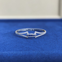 0.56 Ct.Tw. Blue Sapphire and Natural Diamond Pave Bracelet, 18K White Gold Image