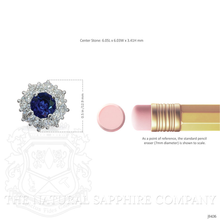 2.01 Ct.Tw. Blue Sapphire and Natural Diamond Halo Earrings, 18K White Gold