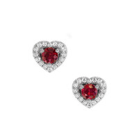 0.65 Ct.Tw. Ruby Natural Diamond Accent Stones Earrings, 18K White Gold Video