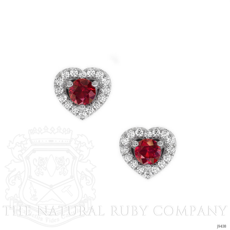 0.65 Ct.Tw. Ruby Natural Diamond Accent Stones Earrings, 18K White Gold