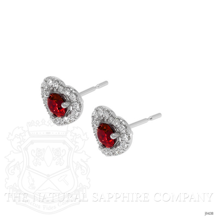 0.65 Ct.Tw. Ruby Natural Diamond Accent Stones Earrings, 18K White Gold