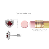 0.65 Ct.Tw. Ruby Natural Diamond Accent Stones Earrings, 18K White Gold Image
