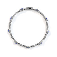 2.81 Ct.Tw. Blue Sapphire and Natural Diamond Pave Bracelet, 18K White Gold Image