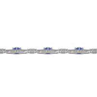 2.81 Ct.Tw. Blue Sapphire and Natural Diamond Pave Bracelet, 18K White Gold Image