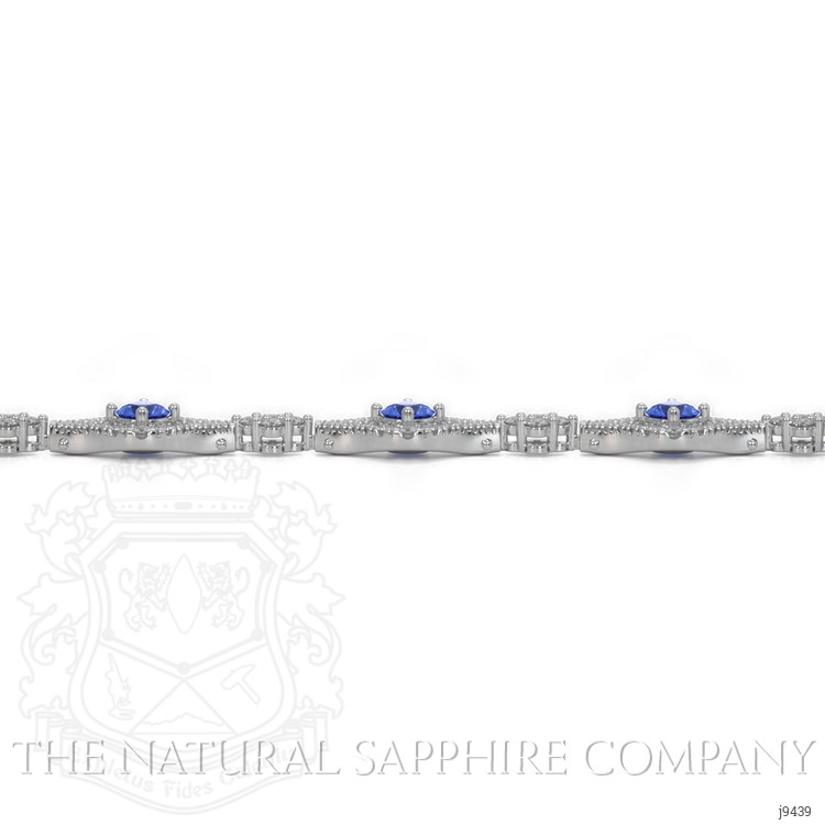 2.81 Ct.Tw. Blue Sapphire and Natural Diamond Pave Bracelet, 18K White Gold