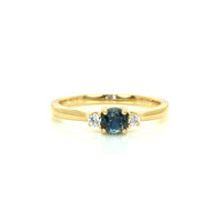 0.47 Ct. Sapphire Natural Diamond Three Stone Ring, 14K Yellow Gold Video