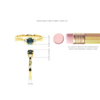0.47 Ct. Greyish Blue Sapphire and Natural Diamond Three Stone Ring, 14K Yellow Gold Image