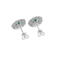 0.40 Ct.Tw. Emerald Natural Diamond Halo Earrings, 18K White Gold Image