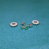 0.40 Ct.Tw. Emerald Natural Diamond Halo Earrings, 18K White Gold Life Style