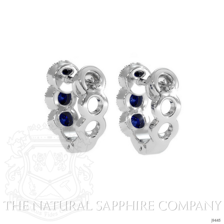 0.52 Ct.Tw. Blue Sapphire and Natural Diamond Pave Earrings, 18K White Gold