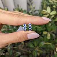 0.52&nbsp;Ct.Tw.Total Carat Weight Blue Sapphire and Natural Diamond Pave Earrings, 18K White Gold Life Style