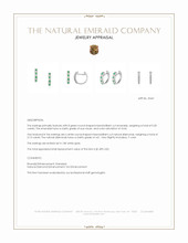 0.20 Ct.Tw.Total Carat Weight Emerald and Natural Diamond Bezel Earrings, 18K White Gold Appraisal