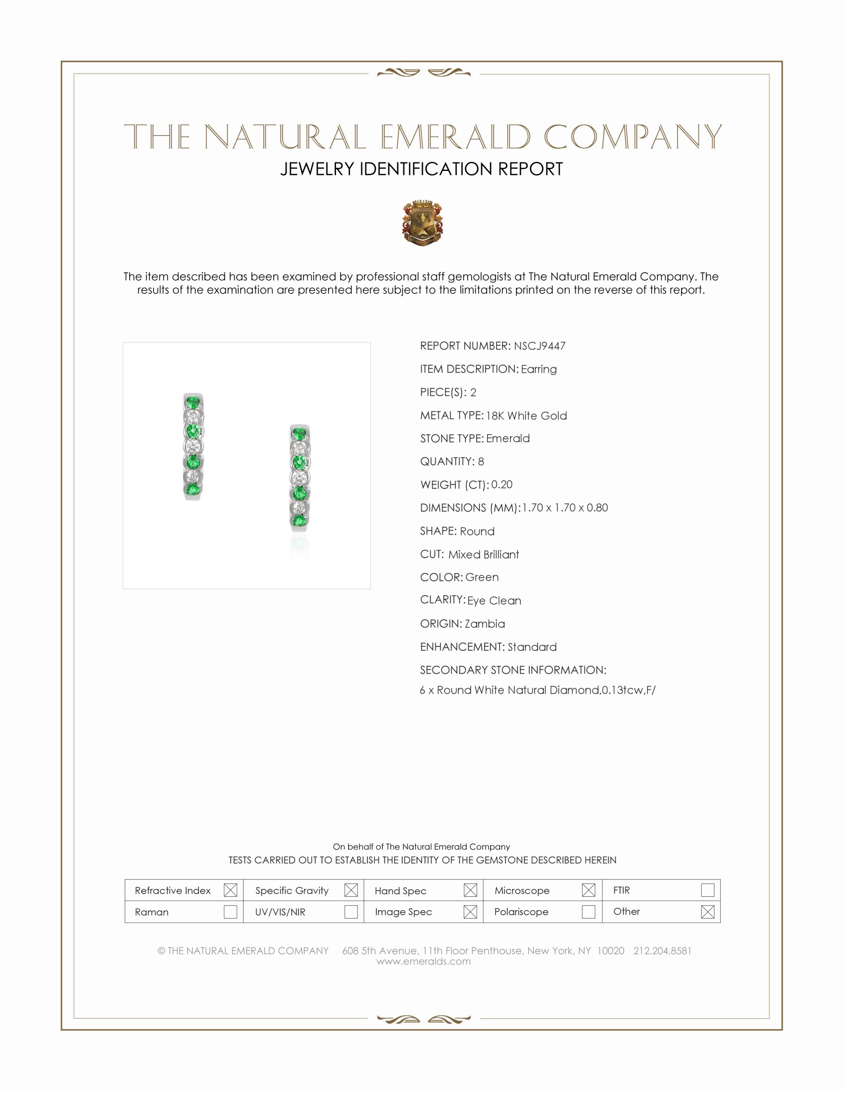 0.20 Ct.Tw. Emerald and Natural Diamond Bezel Earrings, 18K White Gold