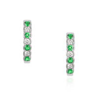 0.20 Ct.Tw. Emerald Natural Diamond Bezel Earrings, 18K White Gold Video