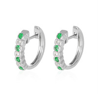 0.20 Ct.Tw. Emerald Natural Diamond Bezel Earrings, 18K White Gold Image