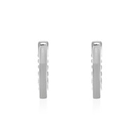 0.20 Ct.Tw. Emerald Natural Diamond Bezel Earrings, 18K White Gold Image