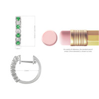 0.20 Ct.Tw. Emerald Natural Diamond Bezel Earrings, 18K White Gold Image