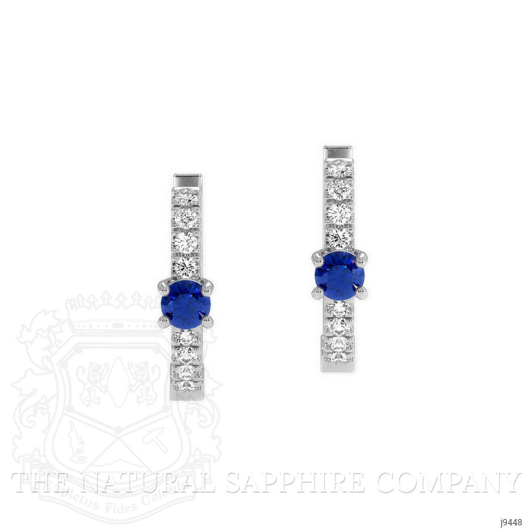 0.26 Ct.Tw. Blue Sapphire and Natural Diamond Accent Stones Earrings, 18K White Gold