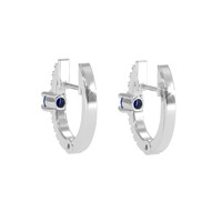 0.26 Ct.Tw. Blue Sapphire and Natural Diamond Accent Stones Earrings, 18K White Gold Image