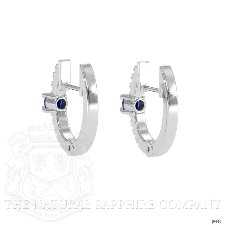 0.26 Ct.Tw. Blue Sapphire and Natural Diamond Accent Stones Earrings, 18K White Gold