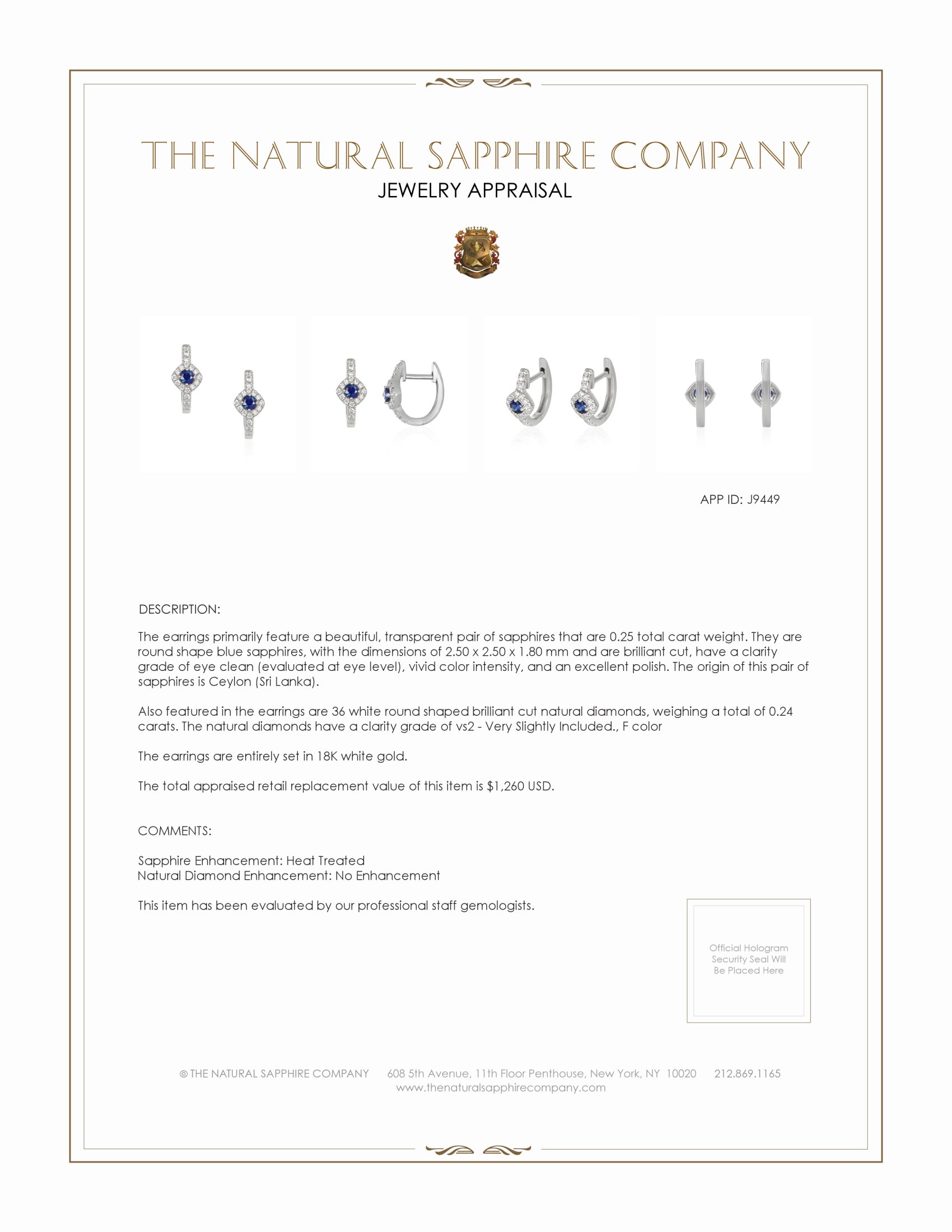 0.25 Ct.Tw. Blue Sapphire and Natural Diamond Pave Earrings, 18K White Gold