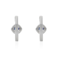 0.25&nbsp;Ct.Tw.Total Carat Weight Blue Sapphire and Natural Diamond Pave Earrings, 18K White Gold Image