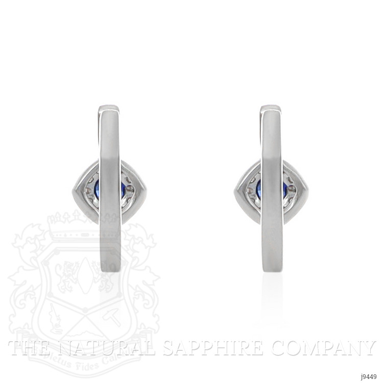 0.25 Ct.Tw. Blue Sapphire and Natural Diamond Pave Earrings, 18K White Gold