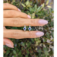 0.25&nbsp;Ct.Tw.Total Carat Weight Blue Sapphire and Natural Diamond Pave Earrings, 18K White Gold Life Style