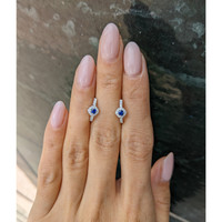 0.25&nbsp;Ct.Tw.Total Carat Weight Blue Sapphire and Natural Diamond Pave Earrings, 18K White Gold Life Style