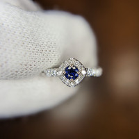 0.25 Ct.Tw. Blue Sapphire and Natural Diamond Pave Earrings, 18K White Gold Life Style