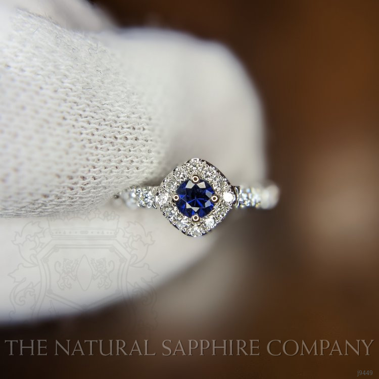 0.25 Ct.Tw. Blue Sapphire and Natural Diamond Pave Earrings, 18K White Gold