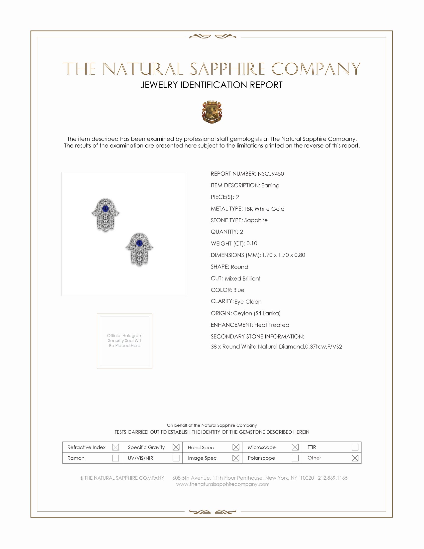 0.10 Ct.Tw. Blue Sapphire and Natural Diamond Pave Earrings, 18K White Gold