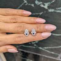 0.10&nbsp;Ct.Tw.Total Carat Weight Blue Sapphire and Natural Diamond Pave Earrings, 18K White Gold Life Style
