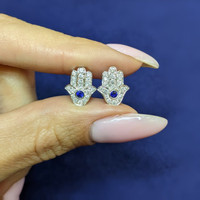 0.10 Ct.Tw.Total Carat Weight Sapphire Natural Diamond Religious Earrings, 18K White Gold Life Style