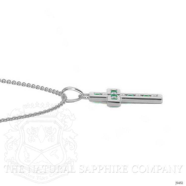 0.06 Ct. Emerald Natural Diamond Religious Pendant, 18K White Gold