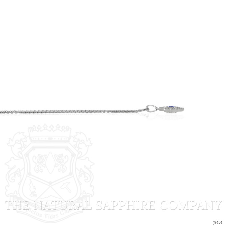 0.21 Ct. Blue Sapphire and Natural Diamond Religious Pendant, 18K White Gold