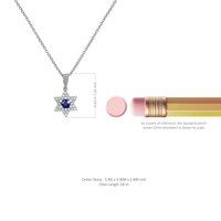 0.21 Ct. Blue Sapphire and Natural Diamond Religious Pendant, 18K White Gold Image