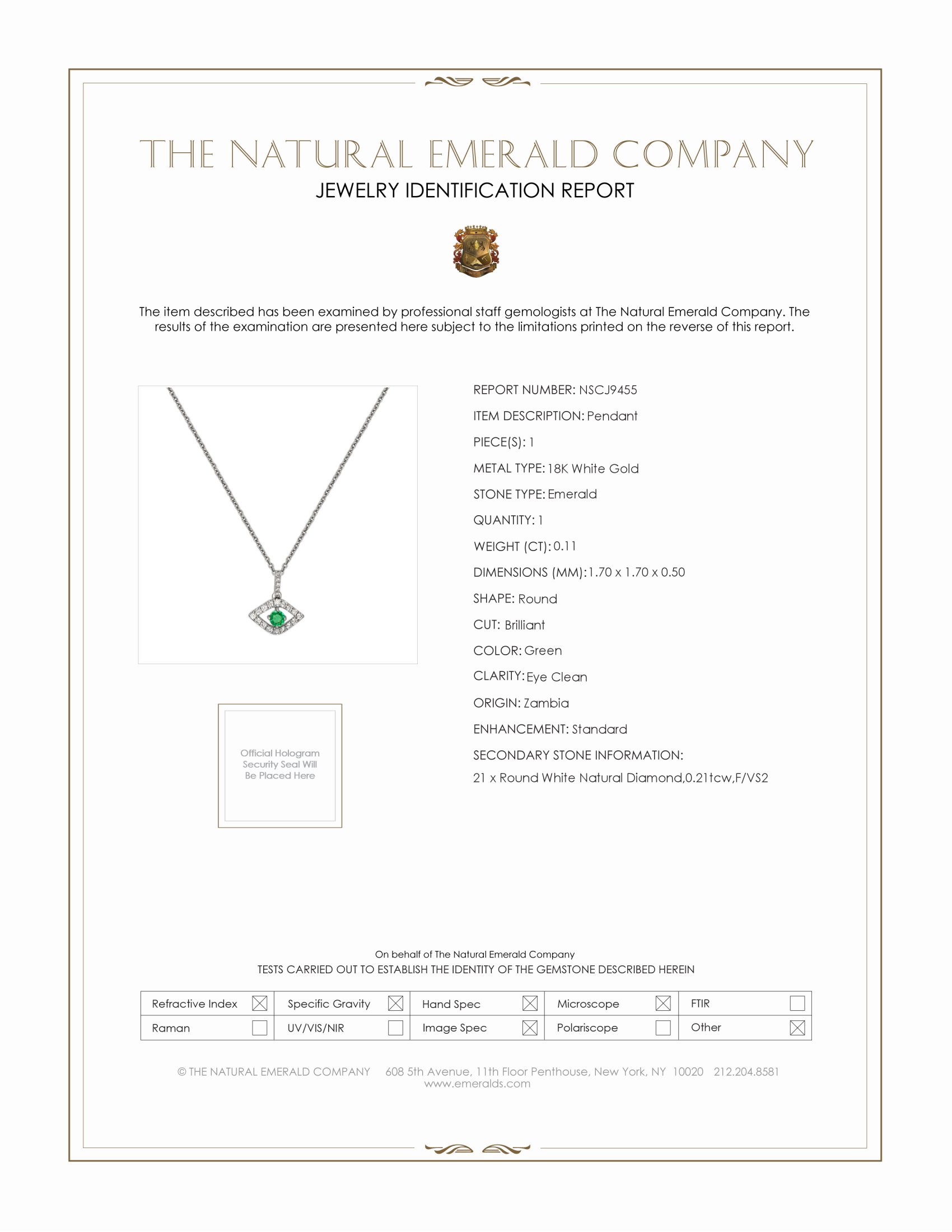 0.11 Ct. Emerald Natural Diamond Religious Pendant, 18K White Gold