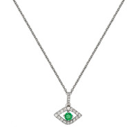 0.11 Ct. Emerald Natural Diamond Religious Pendant, 18K White Gold Video