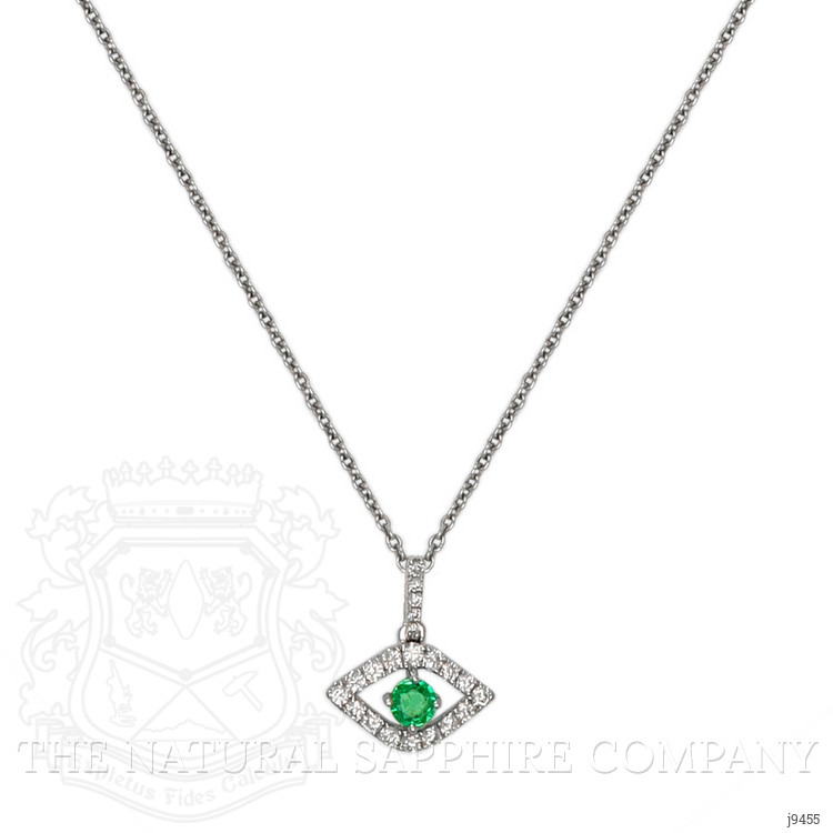 0.11 Ct. Emerald Natural Diamond Religious Pendant, 18K White Gold