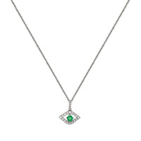 0.11 Ct. Emerald Natural Diamond Religious Pendant, 18K White Gold Image