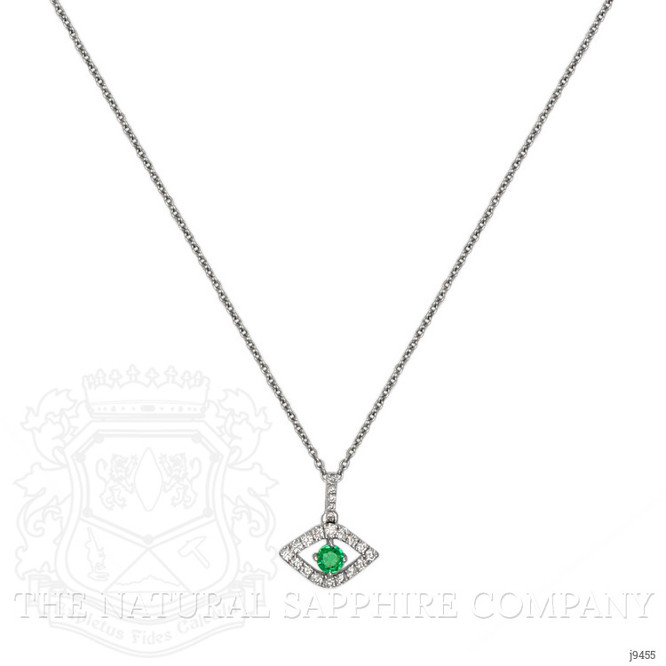 0.11 Ct. Emerald Natural Diamond Religious Pendant, 18K White Gold