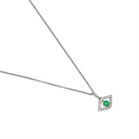 0.11 Ct. Emerald Natural Diamond Religious Pendant, 18K White Gold Image