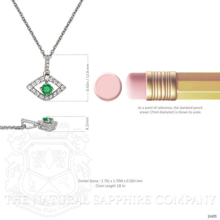 0.11 Ct. Emerald Natural Diamond Religious Pendant, 18K White Gold