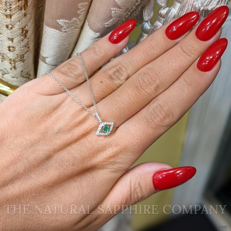 0.11 Ct. Emerald Natural Diamond Religious Pendant, 18K White Gold