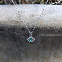 0.11 Ct. Emerald Natural Diamond Religious Pendant, 18K White Gold Life Style