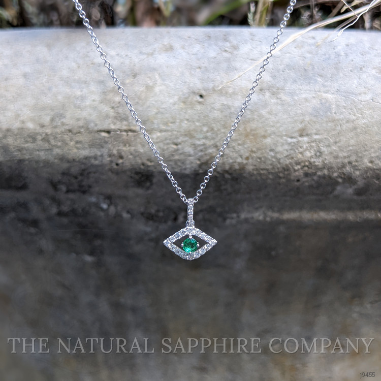 0.11 Ct. Emerald Natural Diamond Religious Pendant, 18K White Gold